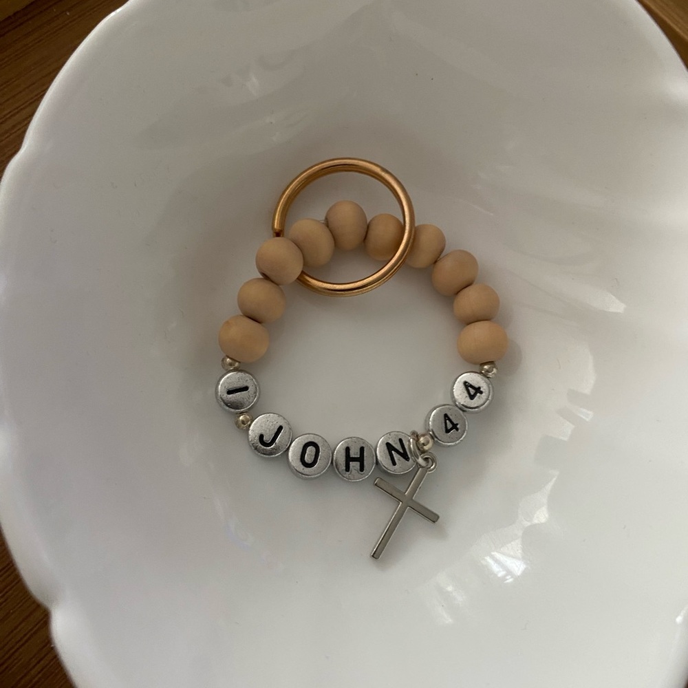 Set of 2 • 1 John 4:4 Handcrafted Gold & Silver Pocket Rosary Keychains set of 2